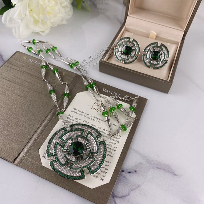Bvlgari飾品 寶格麗精工大綠餅項鏈 秋冬火爆寶格麗圓餅項鏈  zgbq3308
